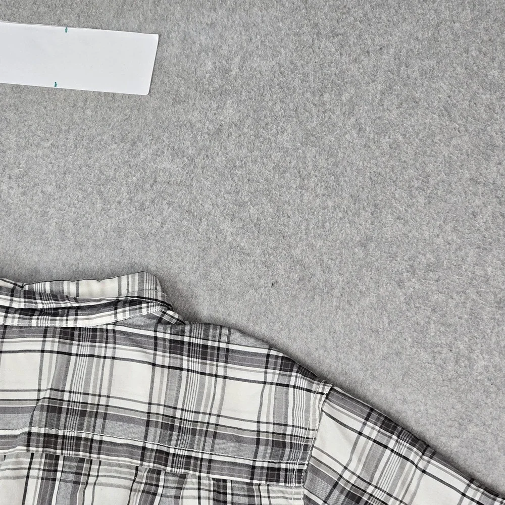 The North Face Men Button Up Shirt M White Plaid Western Short Sleeve READ